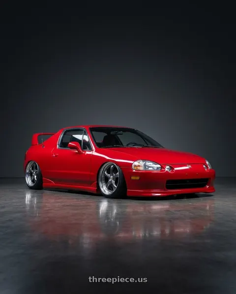 1993 Honda Civic del Sol with Work Wheels VS-KF 5X114.3 19x7.5+34 Brilliant Silver Black A Disk FULL REVERSE wheels