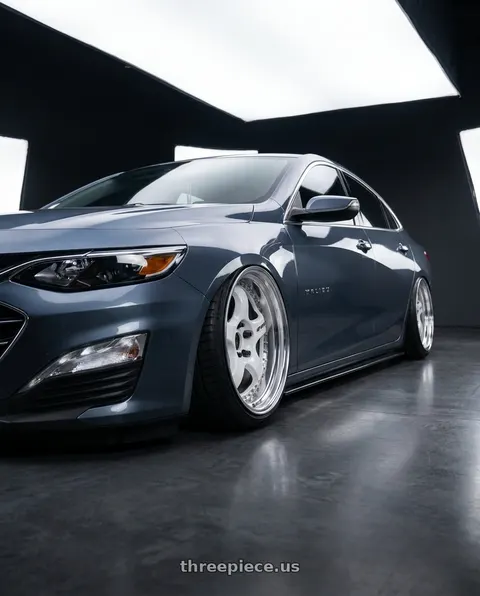 2019 Chevrolet Malibu with Work Meister S1 3P 5x115 18x8.5+35 L Disk White wheels