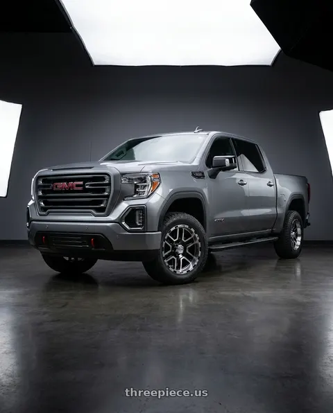 2021 GMC Sierra 1500 AT4 with Ion Type 179 6x139.7 18x9+12 Black/Machined Face/Machined Lip wheels