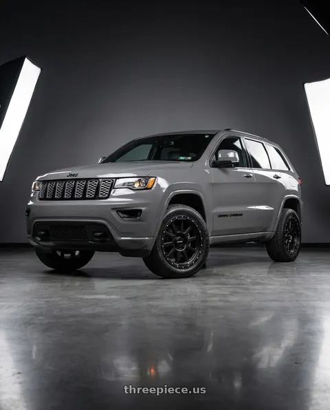 2021 Jeep Grand Cherokee Overland with Vision Off-Road 350 Ojos 5x127 18x9+12 Satin Black wheels