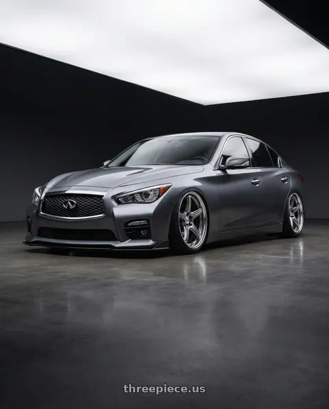 2015 INFINITI Q50 with Work T5R 2P 5x114.3 19x10.5 +18 GT SILVER wheels