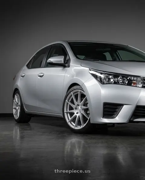 2016 Toyota Corolla with Aodhan AH09 5x112 18x9.5 +35 Gloss Silver Machined Face wheels