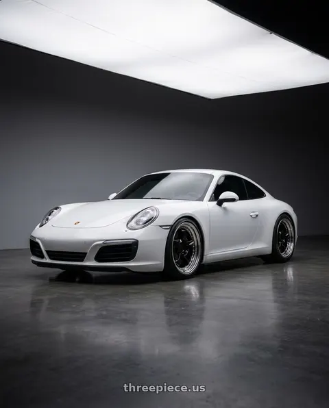 2017 Porsche 911 Carrera with Work Meister S1 3P 5x100 18x8+18 R Disk Black wheels