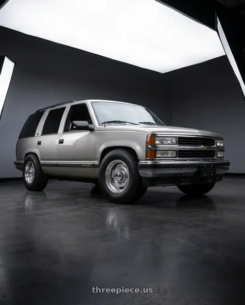 1999 Chevrolet Tahoe LT with Vision American-Muscle 55 Rally 6x139.7 15x8-12 Silver wheels
