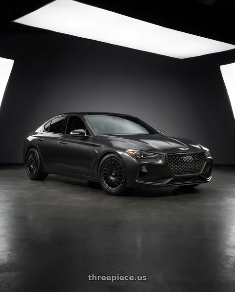 2019 Genesis G70 with Rotiform 1PC R174 LHR-M BLANK 19X8.5 +35 MATTE BLACK wheels