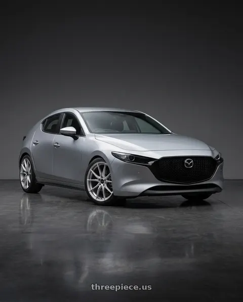 2022 Mazda 3 with Advanti Racing 80S Hybris 5X120 19x8.5 +35 Silver with Machined Face wheels