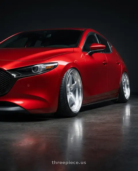 2024 Mazda 3 with Rotiform RC200 NUE 5X120 20x10 +40 GLOSS SILVER W/ MACHINED FACE wheels