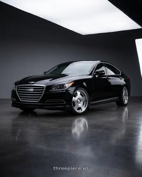2016 Hyundai Genesis 3.8 with Work Lanvec Ld1 5x114.3 19x8.5+38 A Disk Machine Silver Polish wheels