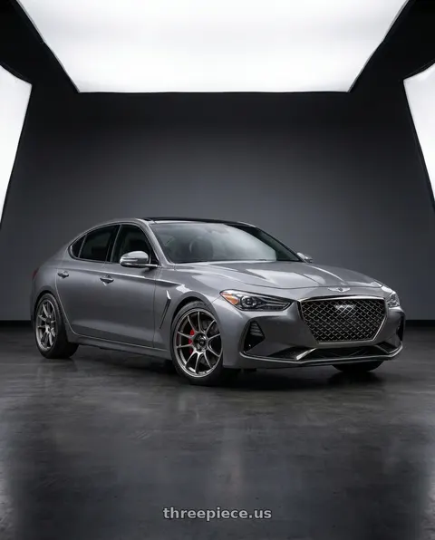 2019 Genesis G70 with Konig Hypergram 5X114.3 18x11+15 Metallic Carbon W/ Machined Lip Flow Formed wheels