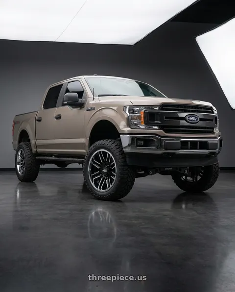 2019 Ford F-150 with Moto Metal MO202 6X135 20X10 -18 GLOSS BLACK MACHINED CENTER CHROME LIP wheels