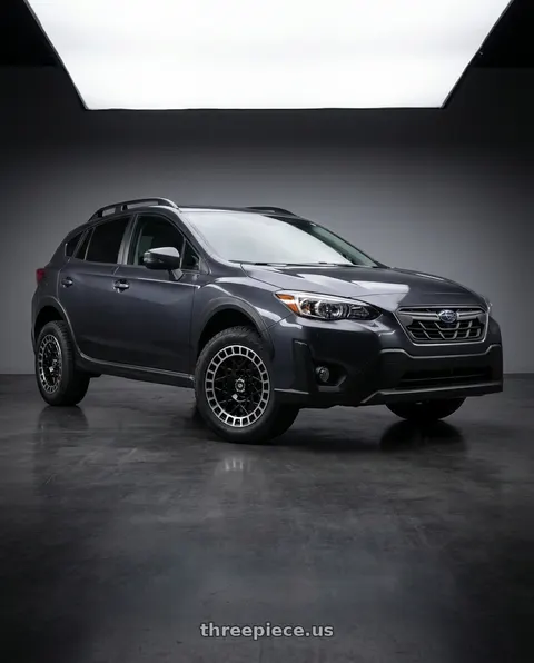 2022 Subaru Crosstrek Sport with Vision Street-Designs 349 Savage 5x100 15x7+15 Gloss Black Machined Lip wheels