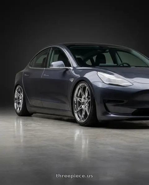 2021 Tesla Model 3 with Stage Wheels Foushee 5x114.3 18x8.5 +35 Chrome wheels