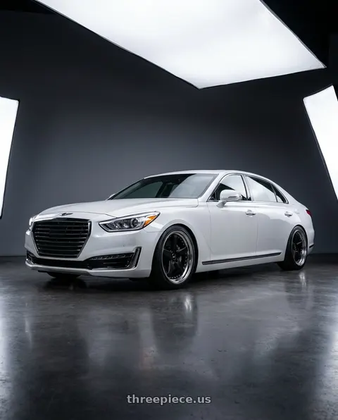 2018 Genesis G90 Ultimate with Work Zeast St2 5x112 20x8+12 W Disk Matte Black wheels