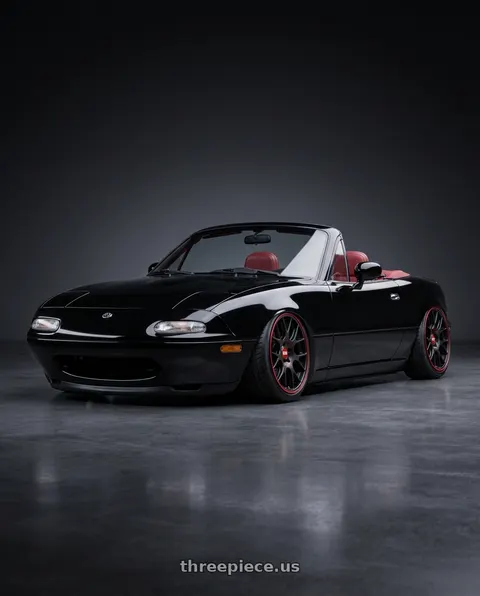 1993 Mazda Miata with BBS CH-R Nurburgring Edition 5x112 18x8.5 +47 Satin Black/Red Lip wheels