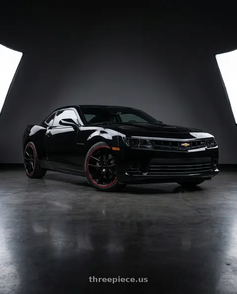 2015 Chevrolet Camaro SS with TOUREN TR60 3260 5x112/5x120 20x8.5 +40 GLOSS BLACK WITH RED RING wheels