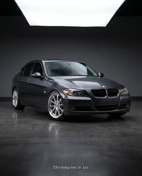 2007 BMW 328i with Vors AR5 5x120 17x8 +35 Silver Machine Face Lip Chrome Rivet wheels