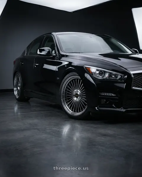 2015 INFINITI Q50 with Work Emitz Black Polish 5x114.3 19x10.0 +38 wheels