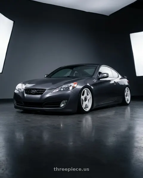 2014 Hyundai Genesis Coupe with fifteen52 CHICANE 5x114.3 / 5x120 19x8.5 +35 RALLY WHITE (GLOSS WHITE) wheels