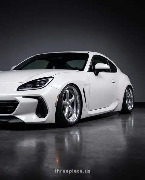 2025 Subaru BRZ with Work Wheels VS-KF 5x100 18x8.5+40 Light Grey Silver O Disk FULL REVERSE wheels
