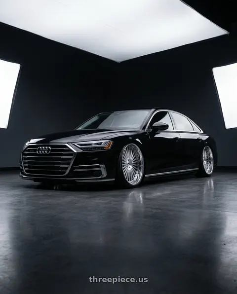 2019 Audi A8 Quattro with Amani R.E.A.L. 5x112/5x120 22x9 +32 Brush Center Chrome Lip wheels