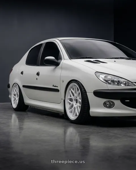 2011 Peugeot 206 SD with ESR Wheels APEX SERIES APX01 5x100 18x8.5 +30 Gloss White wheels
