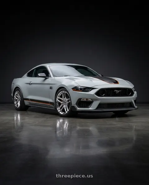 2021 Ford Mustang Mach 1 with HERITAGE WHEEL EBISU MONOC 5x114.3 19x8.5 +35 CHROME wheels