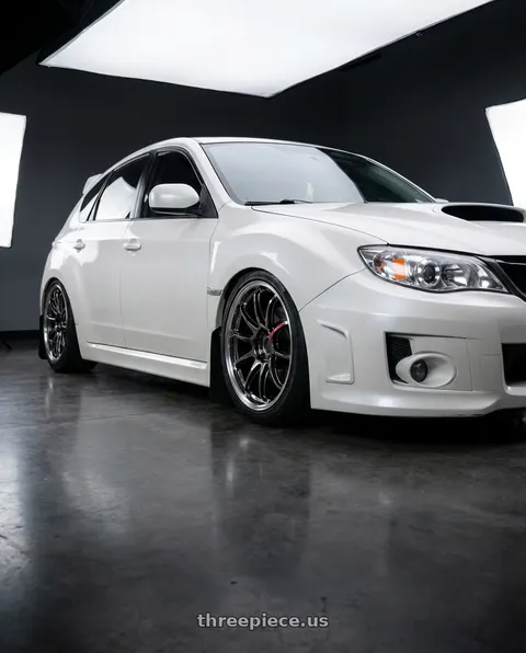 2012 Subaru Wrx Hatchback Pearl with Work Emotion Zr10 5x100 18x8.5 +47 Glim Black Diamond Rim cut wheels
