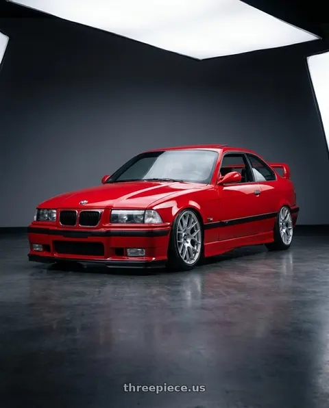 1996 BMW M3 with Enkei Raijin 5x120 18x8.5+38 Hyper Silver wheels