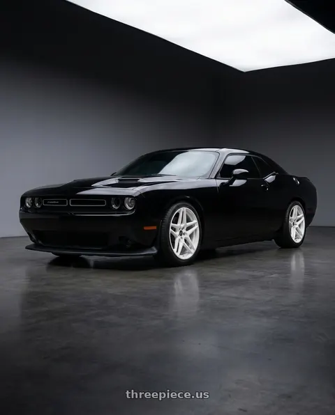 2015 Dodge Challenger with HERITAGE WHEEL EBISU MONOC 5x114.3 19x8.5 +35 WHITE wheels