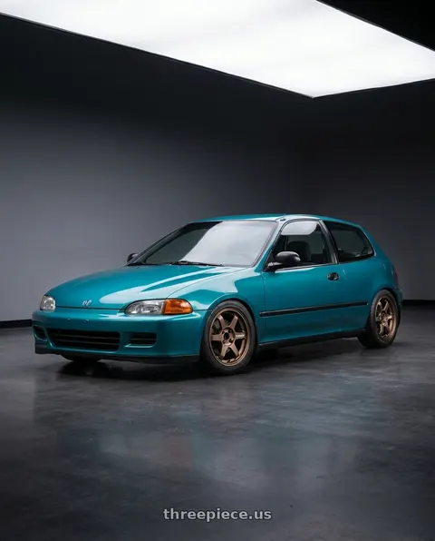 1995 Honda Civic with Volk Racing TE37 SONIC 4x100 15x7+35 Bronze wheels