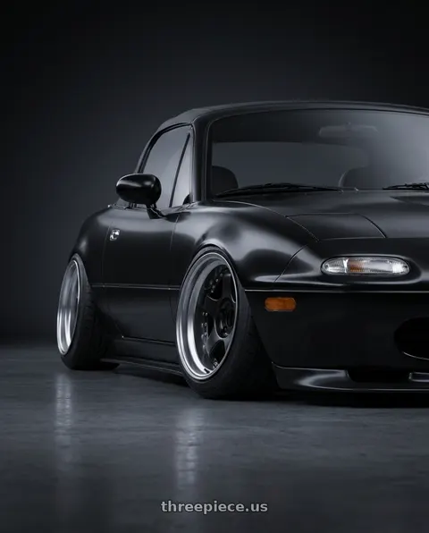 1993 Mazda Miata with SSR Professor SP1R 4X100 16X9.5 19 NR Disk Black wheels
