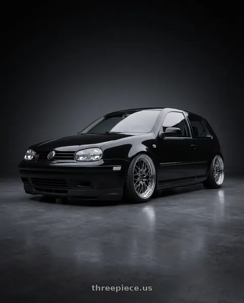 2005 Volkswagen Golf with Work Vs-Xv 5x100 18x8.5+34 A Disk Brilliant Silver Black wheels
