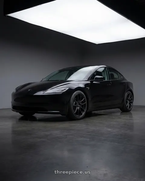 2025 Tesla Model 3 Long Range with Vors TR4 5x114.3 18x8.5  +35 Gloss Black wheels
