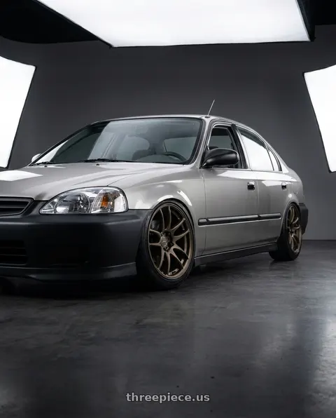 2000 Honda Civic DX with Work Emotion Cr Kiwami 4x100 16x6.5 +42 Matte Bronze wheels