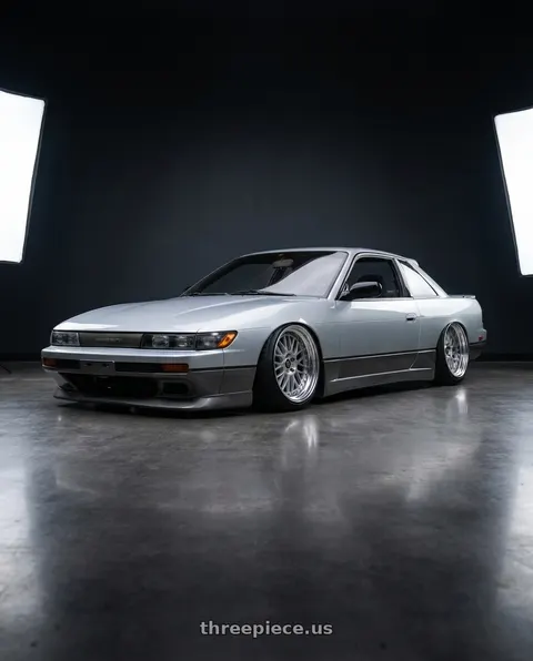 1989 Nissan 240SX with Work Vs-Xx 5x100 18x9+26 A Disk Light Grey Silver wheels