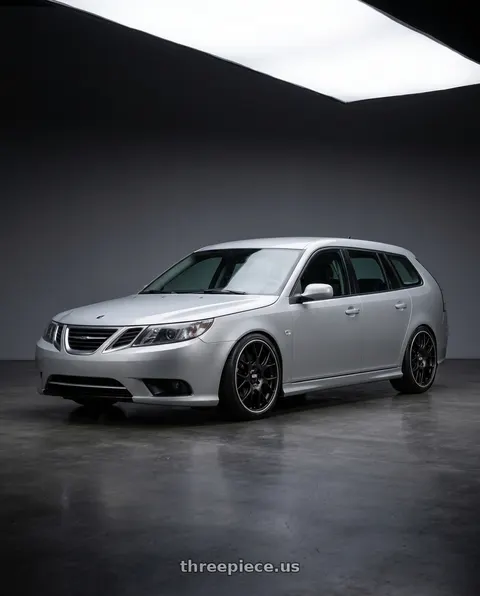 2010 Saab 9-3 with BBS CH-R 5x130 19x12 +45 Satin Black Polished Rim Protector wheels