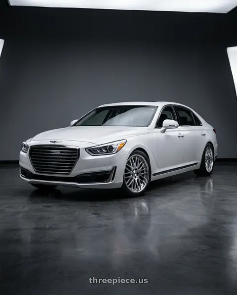 2018 Genesis G90 Ultimate with Work Lanvec Lm1 5x114.3 20x8.5+22 O Disk Machine Silver Polish wheels