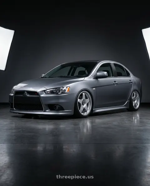 2014 Mitsubishi Lancer Ralliart with fifteen52 CHICANE 5x114.3 / 5x100 18x8.5 +35 SPEED SILVER (GLOSS SILVER) wheels
