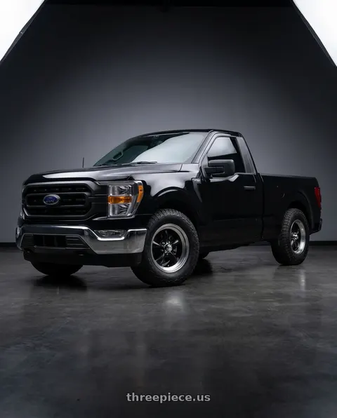 2022 Ford F-150 XL with American Racing Vintage VN105 TORQ THRUST D 5X114.3 14X6 -2 SATIN  BLACK W/ MACHINED LIP wheels