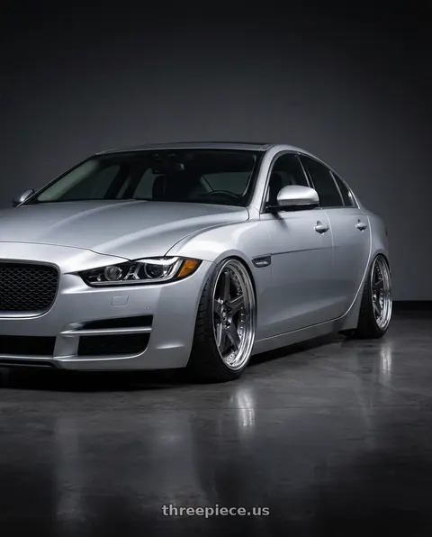 2017 Jaguar XE with Work Zistance W5s 5x114.3 19x8.5+32 s disk Brilliant Silver Black wheels