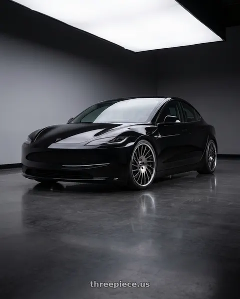 2026 Tesla Model 3 with SSR CV05 5x114.3 19X8.5+25 NR Disk Galaxy Clear Black wheels
