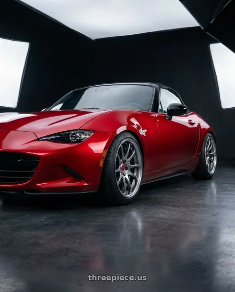 2024 Mazda MX-5 Miata with Work Cr 2P 4x100 17x8.0 +38 GT Silver wheels