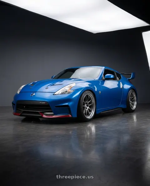 2009 Nissan 370Z with Work Cr 2P 5x114.3 19x9.5 +22 GT Silver wheels