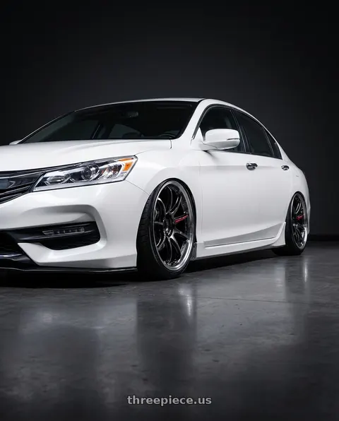 2016 Honda Accord with Work Emotion Zr10 5x120 18x8.5 +38 Glim Black Diamond Rim cut wheels