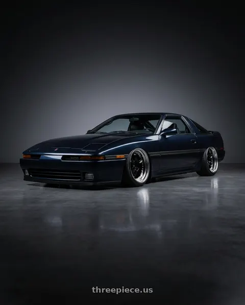 1987 Toyota Supra with Work Meister S1 3P 5x100 18x10+35 A Disk Black wheels