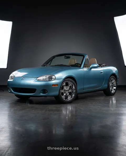2002 Mazda Miata with Helo HE791 MAXX 6X139.7 16X10 -25 CHROME wheels