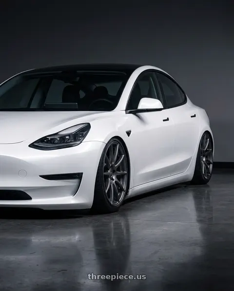 2023 Tesla Model 3 with Forgestar CF10 5x114.3 19x9 +35 Gloss Anthracite wheels