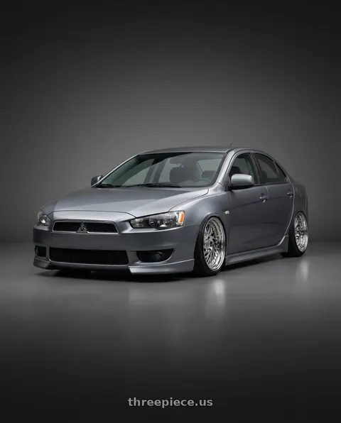 2014 Mitsubishi Lancer Ralliart with Aodhan DS03 5x114.3 18x9.5 +30 Vacuum Chrome w/Gold Rivets wheels