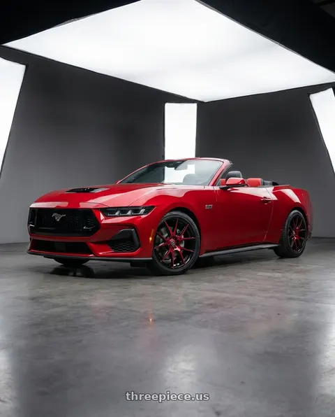 2024 Ford Mustang GT with Spec-1 SP-71 4x100/4x114.3 17x8 +42 Gloss Black & Red Machined wheels