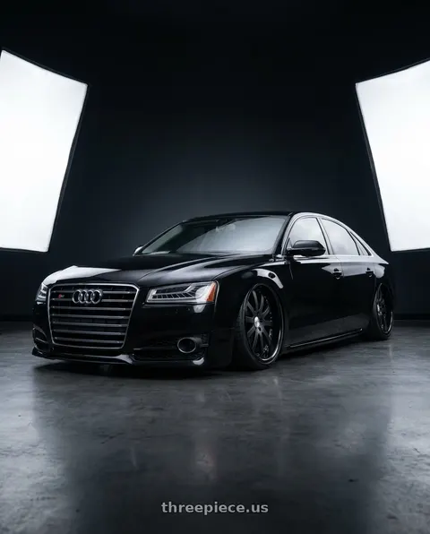 2016 Audi S8 with Work Equip E10 5x112 22x11.5+14 a disk Black Anodized wheels